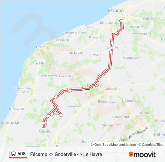 Plan de la ligne 508 de bus