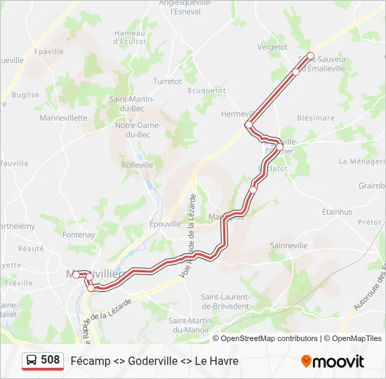 Plan de la ligne 508 de bus