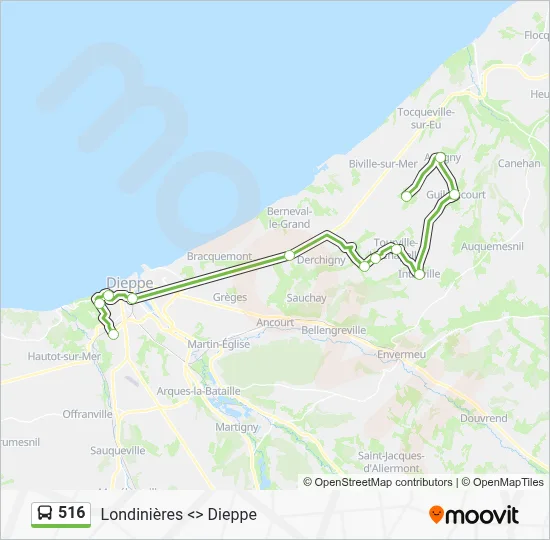 Plan de la ligne 516 de bus