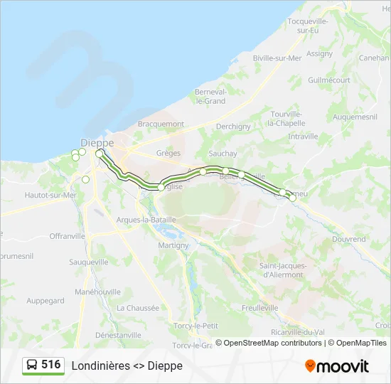 Plan de la ligne 516 de bus
