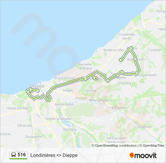 Plan de la ligne 516 de bus