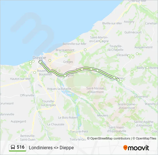 Plan de la ligne 516 de bus
