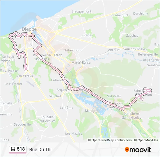 Mapa de 518 de autobús