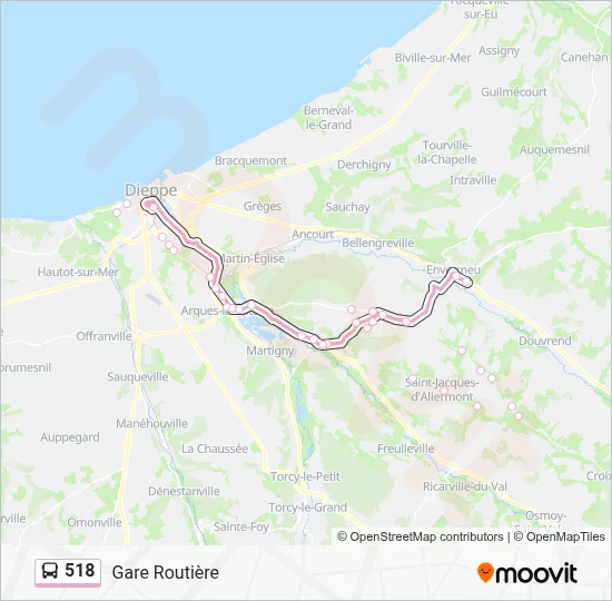 Mapa de 518 de autobús
