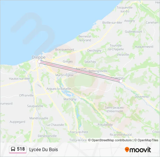 Mapa de 518 de autobús