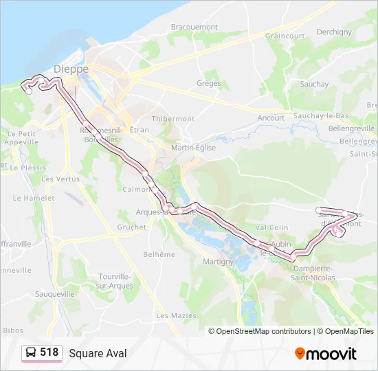 Mapa de 518 de autobús