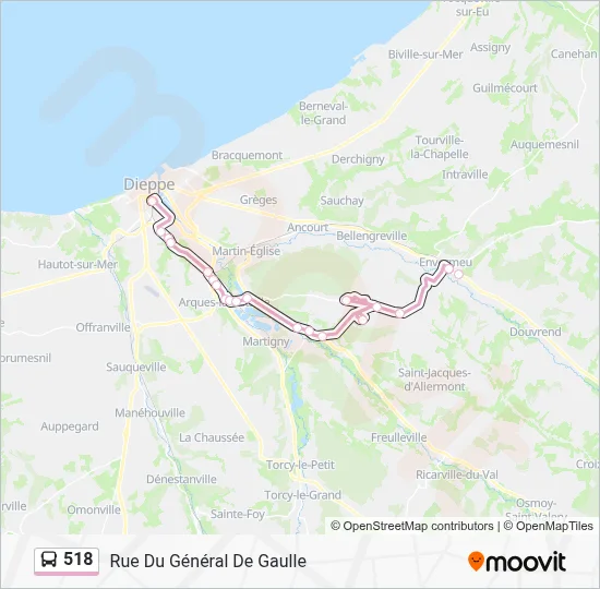 Plan de la ligne 518 de bus
