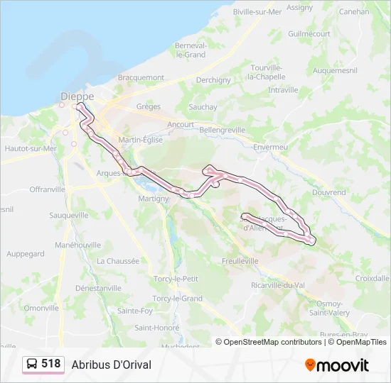 Plan de la ligne 518 de bus