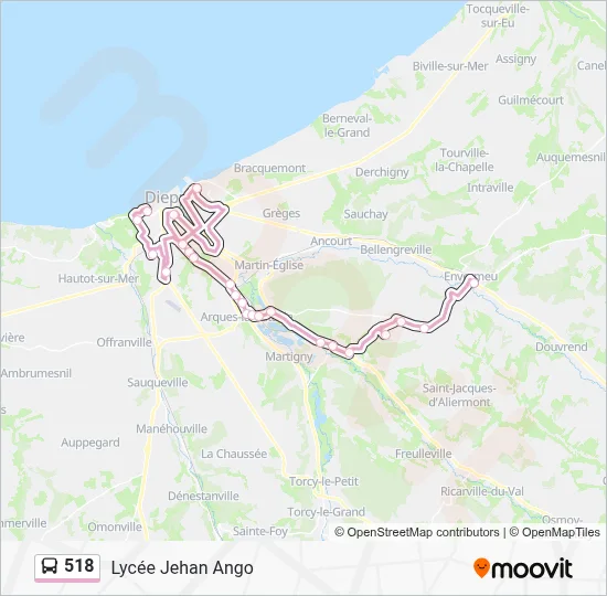 Mapa de 518 de autobús