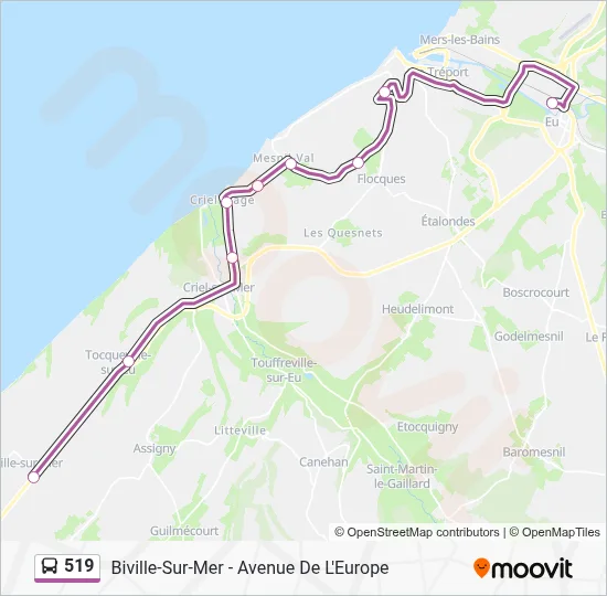Mapa de 519 de autobús
