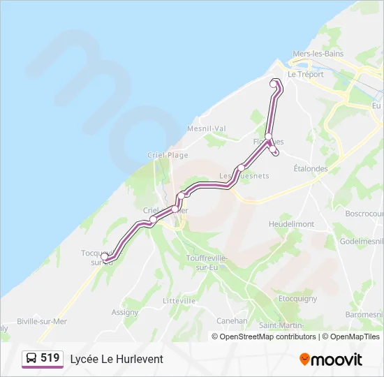 Plan de la ligne 519 de bus