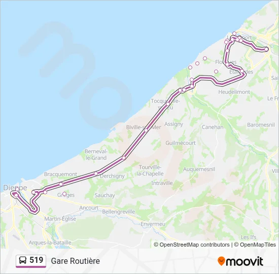Plan de la ligne 519 de bus