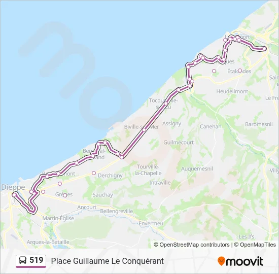 Mapa de 519 de autobús