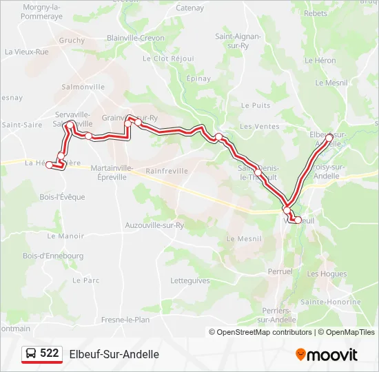 Plan de la ligne 522 de bus