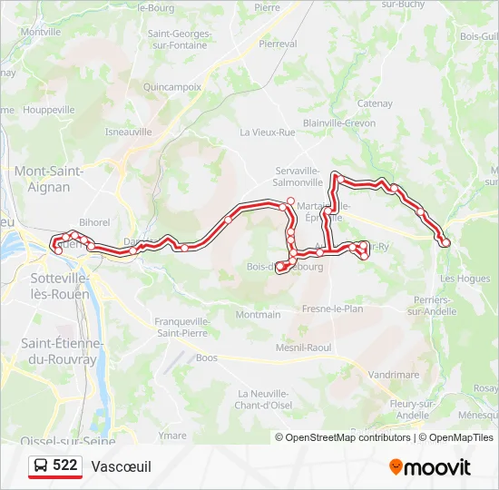 522 Bus Line Map
