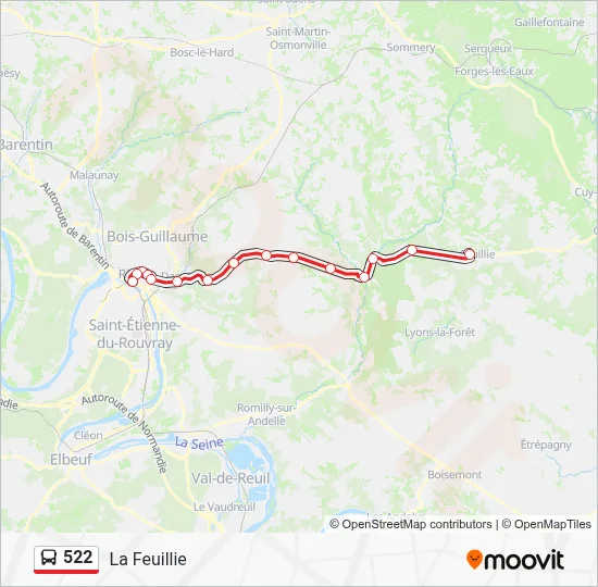 Mapa de 522 de autobús