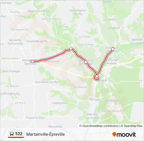Plan de la ligne 522 de bus