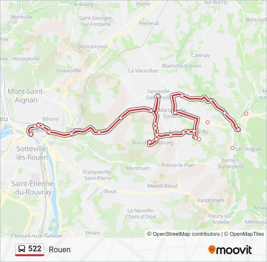 Plan de la ligne 522 de bus