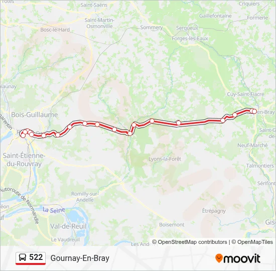Plan de la ligne 522 de bus