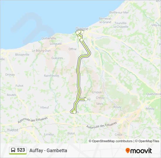 Plan de la ligne 523 de bus