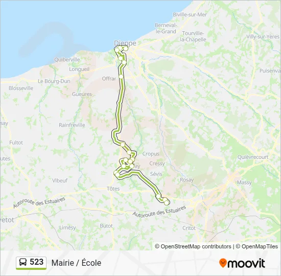 Plan de la ligne 523 de bus