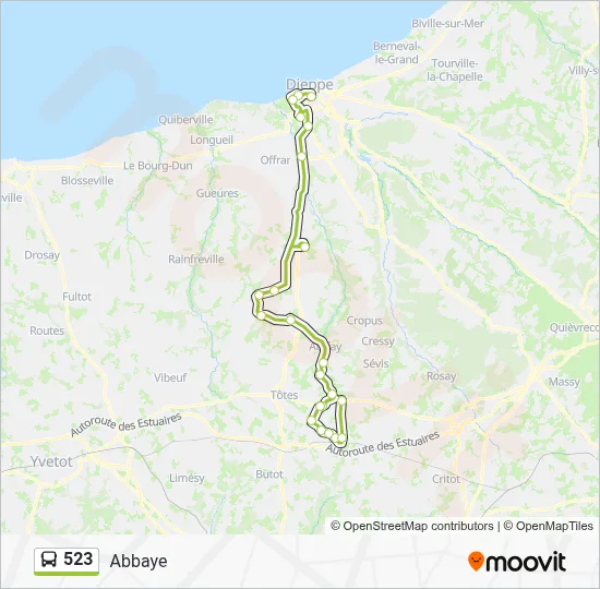 Plan de la ligne 523 de bus