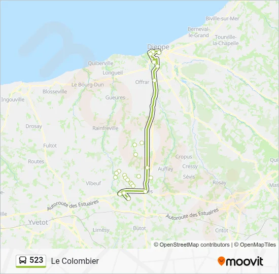 Plan de la ligne 523 de bus