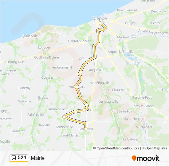 Plan de la ligne 524 de bus