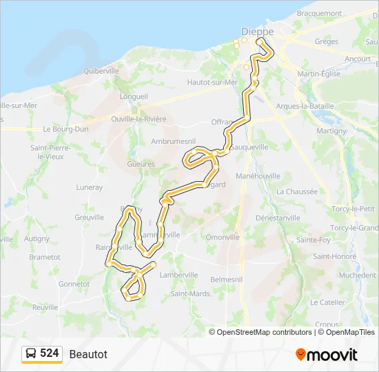 Plan de la ligne 524 de bus