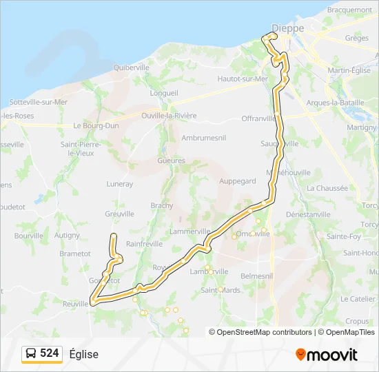 Plan de la ligne 524 de bus
