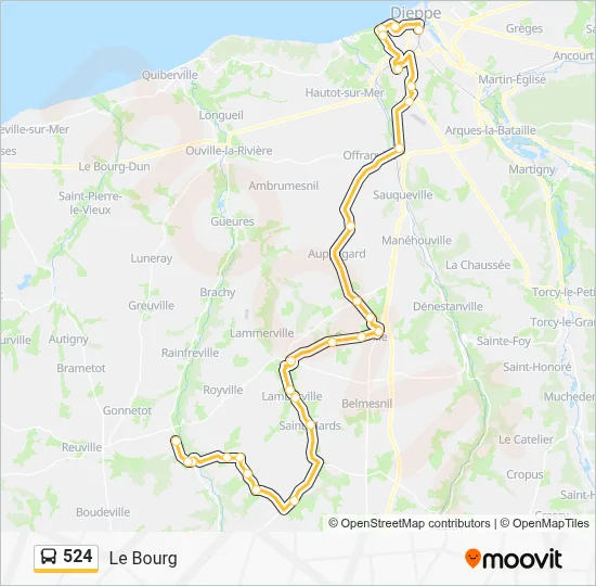 Plan de la ligne 524 de bus