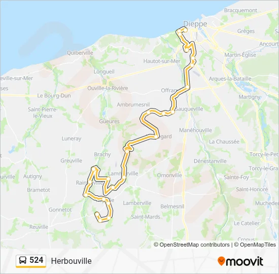 Plan de la ligne 524 de bus