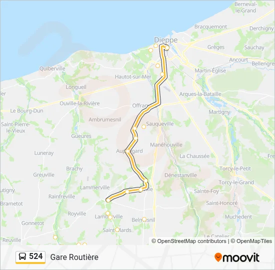Plan de la ligne 524 de bus