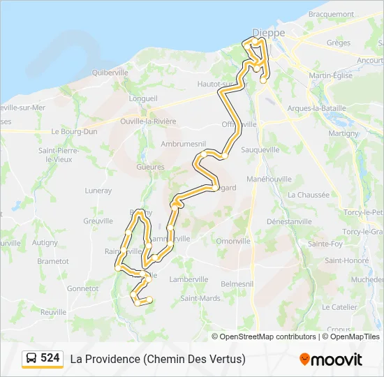 Plan de la ligne 524 de bus