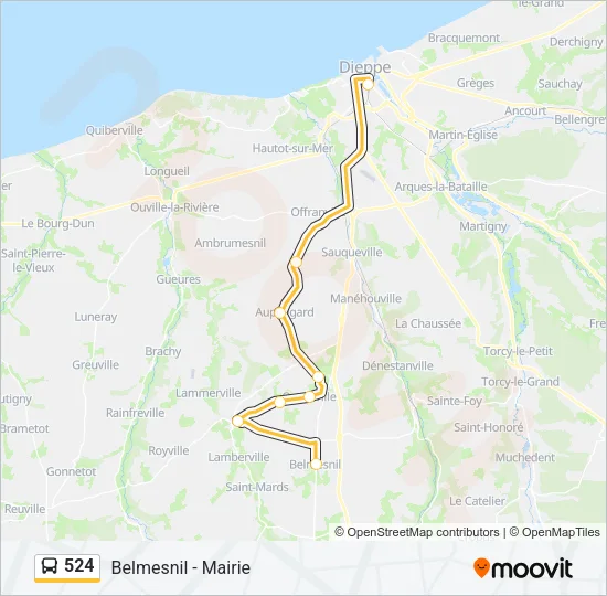 Plan de la ligne 524 de bus