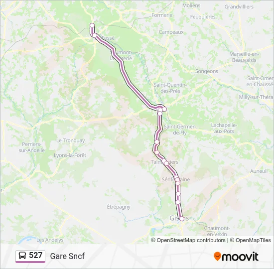 Plan de la ligne 527 de bus