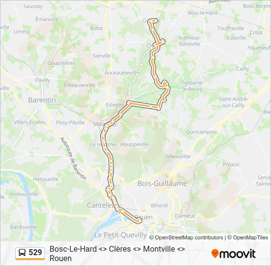 Mapa de 529 de autobús