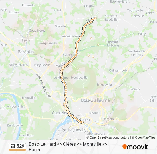 Mapa de 529 de autobús