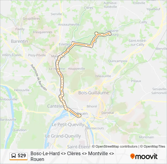 Plan de la ligne 529 de bus
