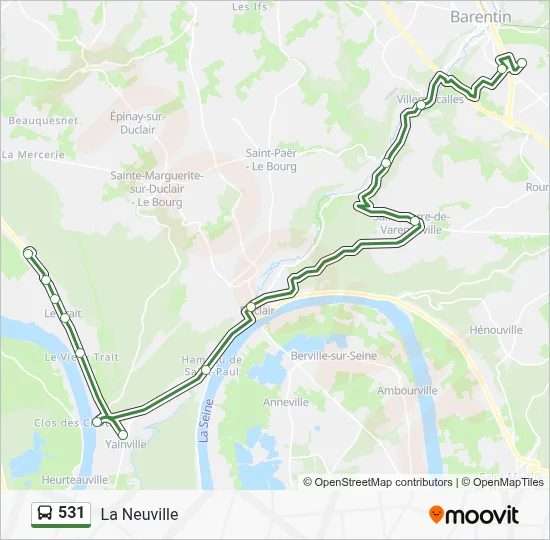 Plan de la ligne 531 de bus