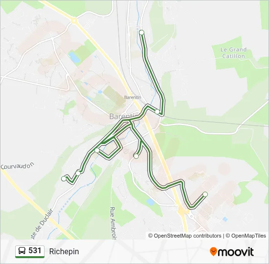 Plan de la ligne 531 de bus