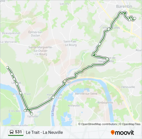Plan de la ligne 531 de bus