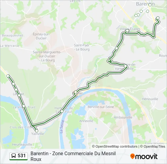 Plan de la ligne 531 de bus