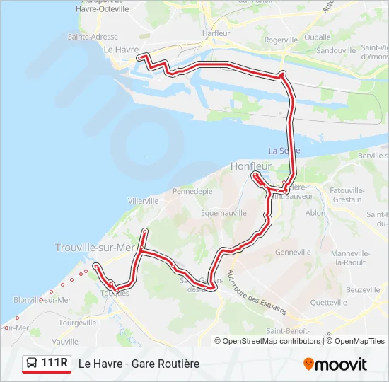 111R Bus Line Map