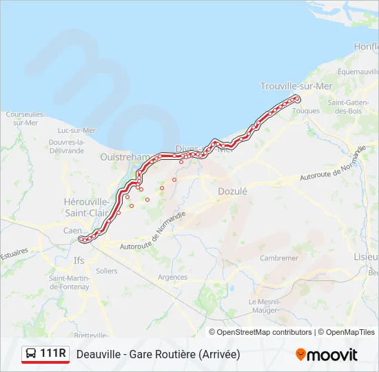 111R Bus Line Map