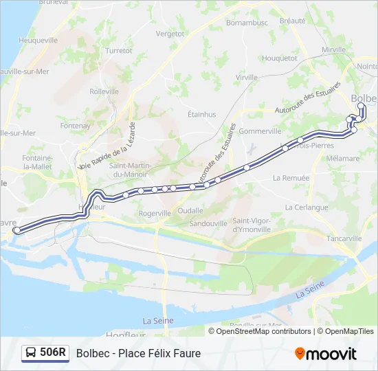 506R Bus Line Map