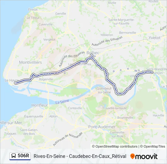 506R Bus Line Map