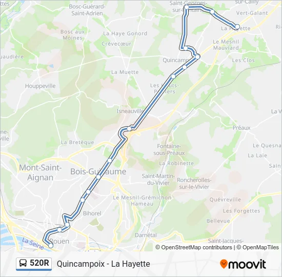 520R Bus Line Map