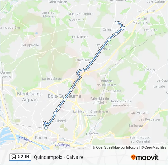 520R Bus Line Map