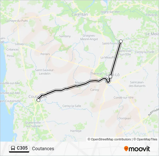 Mapa de C305 de autobús